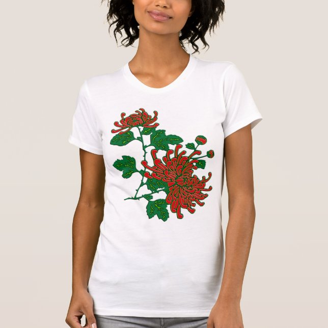Camiseta Crisantemo de araña chino - rojo profundo (Anverso)