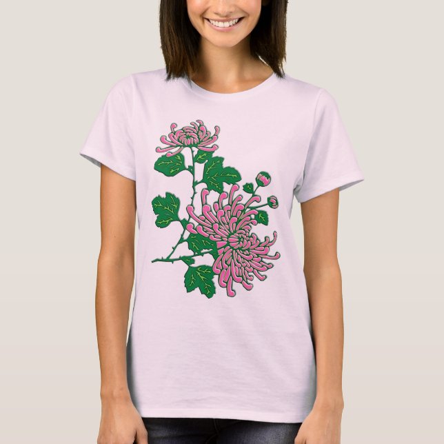 Camiseta Crisantemos de araña china - rosa de coral (Anverso)