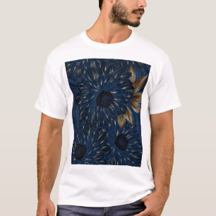 Camiseta Crisantemos dibujados a mano, elegante patrón flor