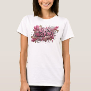 Camiseta Crisp Pink con lema HAPPY BIRTHDAY 4TH