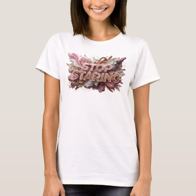 Camiseta Crisp Rojo STOP MIRANDO Impresión (Anverso)