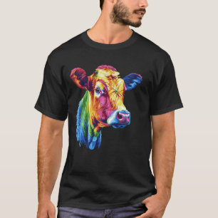 Camiseta Cristal arcoiris colorido Cabeza de vaca Pop Art G