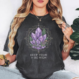 Camiseta Cristal de amatista geométrico "Mantén tu vibra al