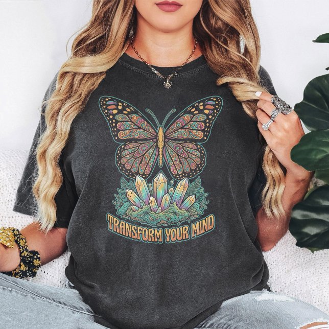 Camiseta Cristal de Mariposa Boho "Transforma Tu Mente" (Subido por el creador)