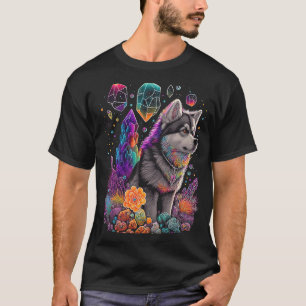 Camiseta Cristales Esotéricos de Perro Husky Ilustración Ad