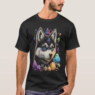 Camiseta Cristales Esotéricos de Perro Husky Lindo Ilustrac