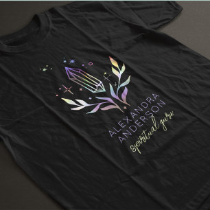 Camiseta Cristales espirituales holográficos místicos negro