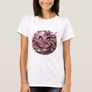 Camiseta Cristales rosados de plata clásica y adornos metál