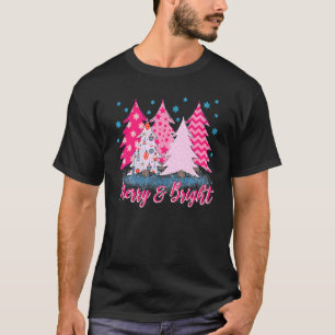 Camiseta Cristalidad Rosa Del Árbol De Navidad Rosa Y Moro 
