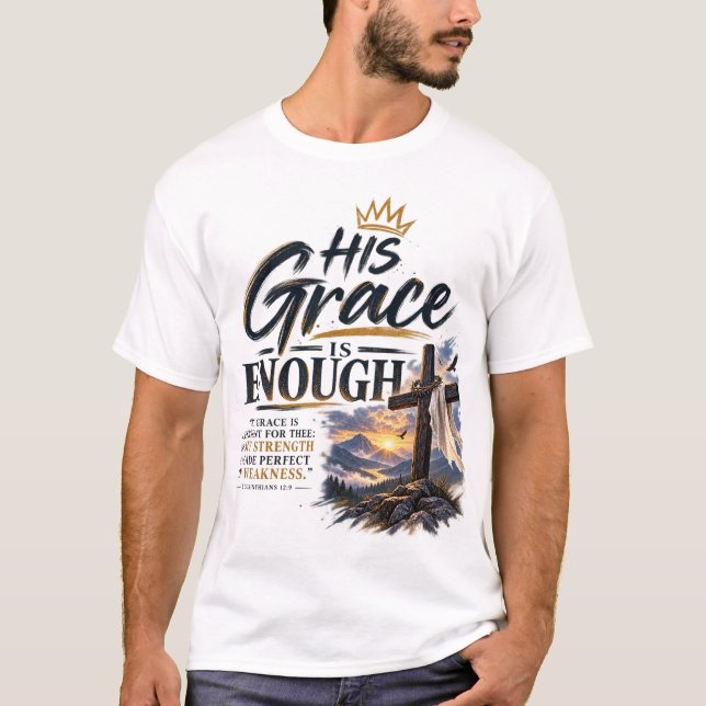 Camiseta cristiana 2 Corintios 12:9 (Anverso)
