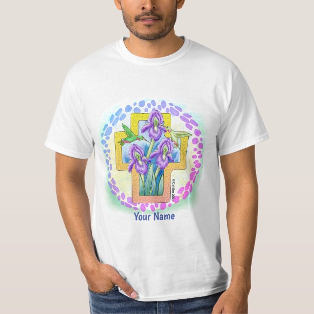 camiseta cristiana Cruz de Iris (Anverso)