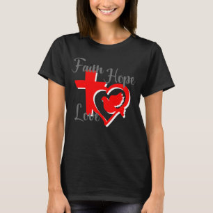 Camiseta cristiana de fe, esperanza y amor