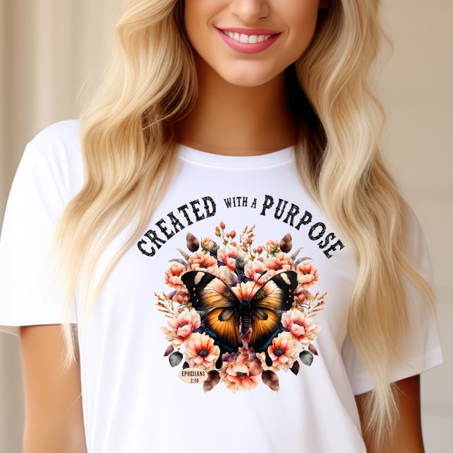 Camiseta Cristiana De La Mariposa Floral Creada Con Un Prop (Subido por el creador)