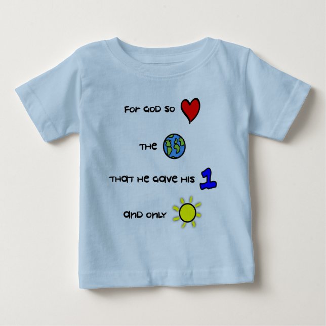 Camiseta cristiana del bebé - para dios amó tan el (Anverso)