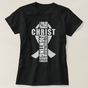 Camiseta Cristiana del cáncer de cerebro puedo hacer todas
