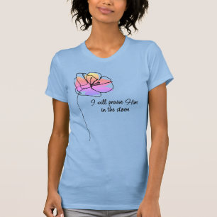 Camiseta Cristianas de Alabanza Inspiradora Floral Rosa