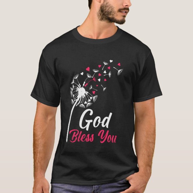 Camiseta Cristianismo DIOS TE BENDIGA Diente de león Dandel (Anverso)