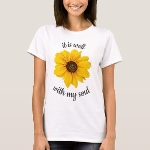 Camiseta Cristiano Amarillo Floral Está Bien Con Mi Alma