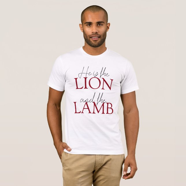 Camiseta Cristiano Él es León y el Cordero Blanco (Anverso completo)
