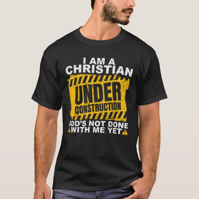 Camiseta Cristiano gracioso en construcción Orgulloso catól (Anverso)