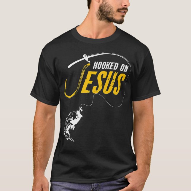 Camiseta Cristiano gracioso enganchado a Jesús (Anverso)