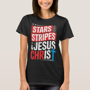Camiseta Cristiano Jesucristo Estrellas Tiras 4 De Julio U