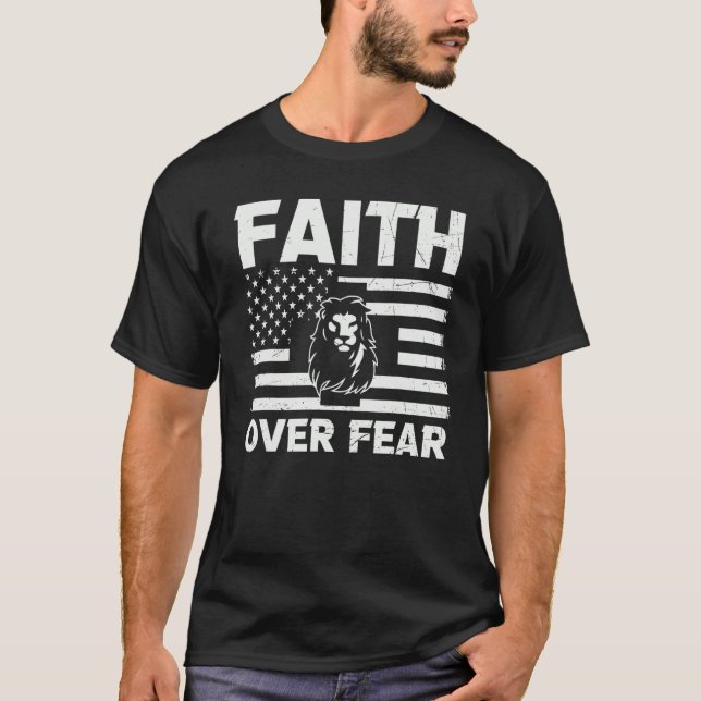 Camiseta Cristiano Jesús Fe Por Miedo León Religioso De (Anverso)
