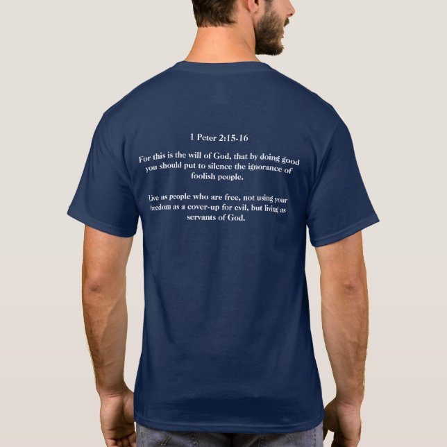 Camiseta Cristianos contra Trump verso biblial de dos lados (Reverso)