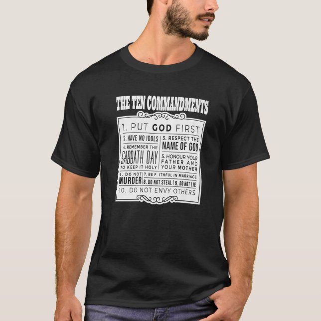 Camiseta Cristianos Dios Moisés Religión Biblia Los Diez Co (Anverso)