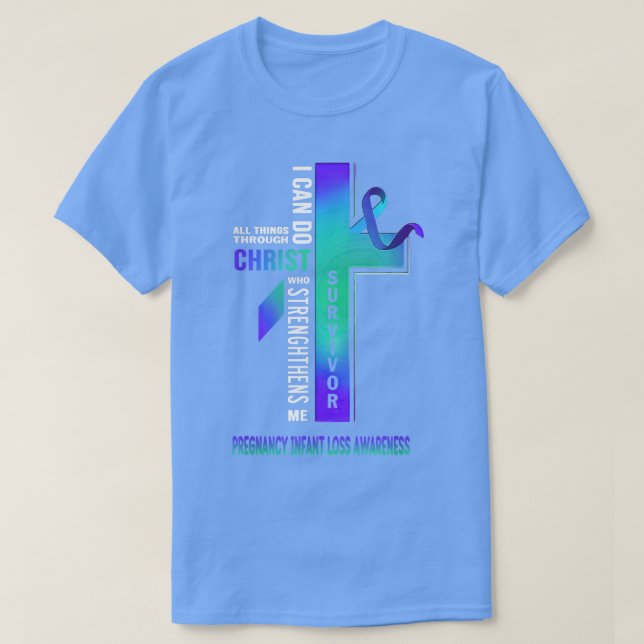 Camiseta Cristo cruzando el embarazo Conciencia sobre la pé (Diseño del anverso)