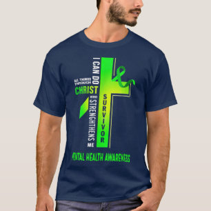 Camiseta Cristo cruzando la conciencia sobre la salud menta