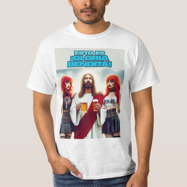 Camiseta Cristo disfrutando con amigas metaleras (Anverso)