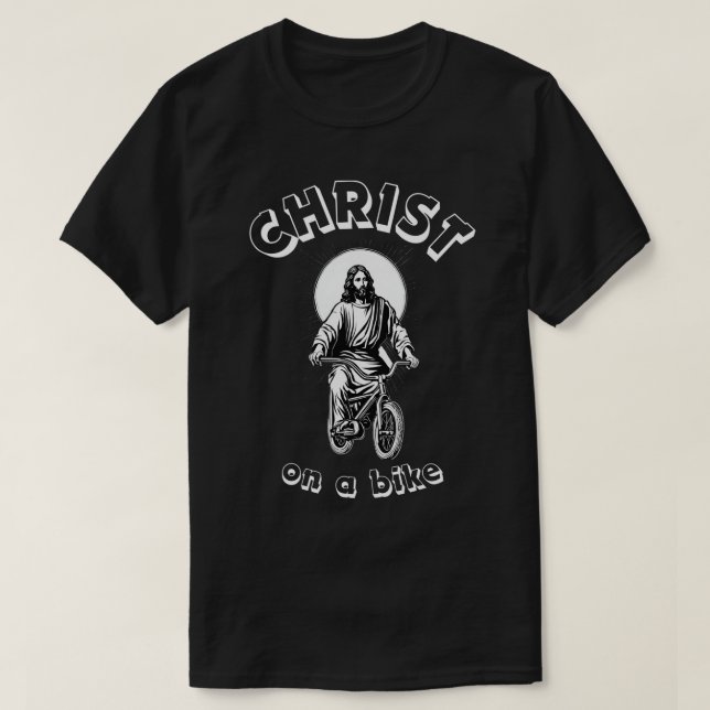 CAMISETA ¡CRISTO EN UNA BICICLETA! (Diseño del anverso)