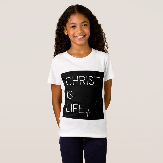 Camiseta Cristo es la línea de latido vital y el Chica de c (Anverso completo)