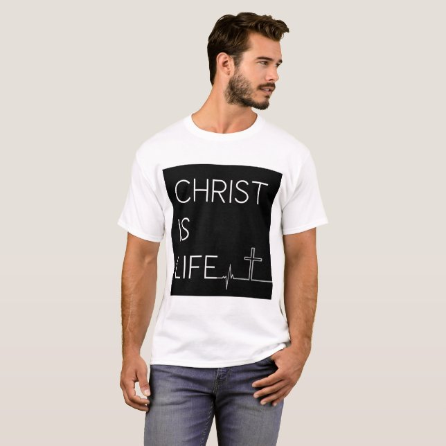 Camiseta Cristo es la línea del latido de la vida y la cruz (Anverso completo)
