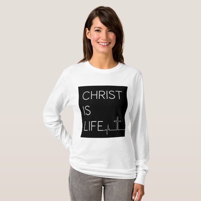 Camiseta Cristo es la línea del latido vital y la línea de  (Anverso completo)