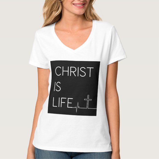 Camiseta Cristo es la línea del latido vital y la línea de  (Anverso)