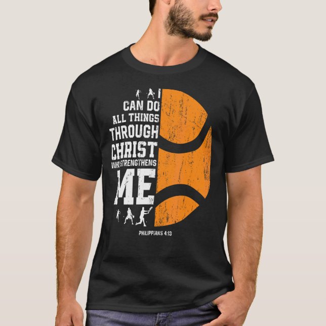 Camiseta Cristo me fortalece el Tenis Religioso Cristiano (Anverso)