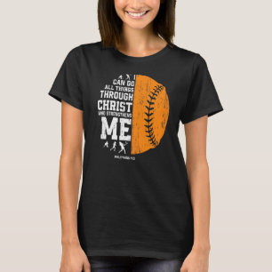 Camiseta Cristo me fortalece religiosa cristiana Softbal