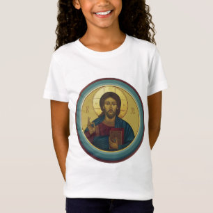Camiseta Cristo Pantocrátor bizantino Arte de mosaico redon