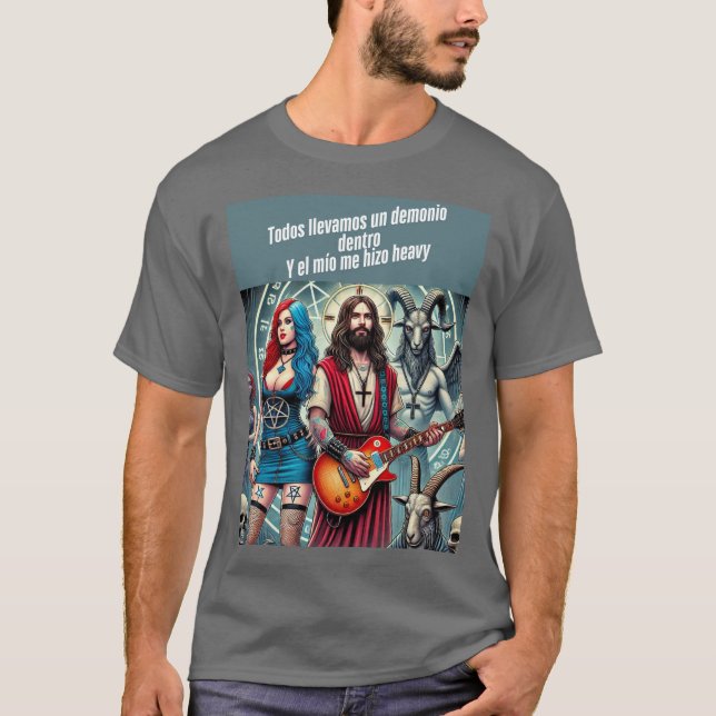 Camiseta Cristo Rockero: Todos Llevamos un Demonio Dentro (Anverso)