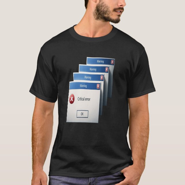 Camiseta Critical Error — Retro Windows Warning Boxes Graph (Anverso)