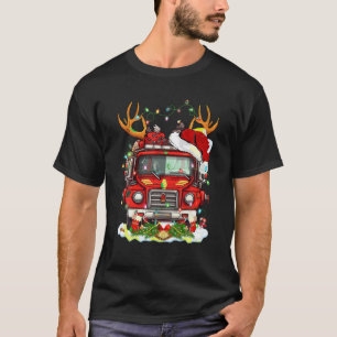 Camiseta Críticos de bomberos renos navideños iluminan a bo