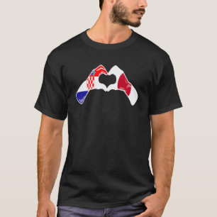 Camiseta Croacia Bandera de Japón Corazón croata japonés