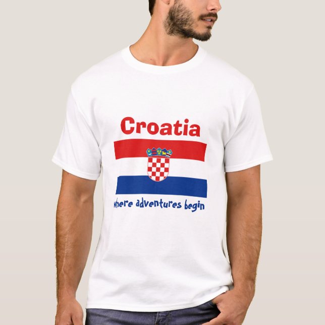 Camiseta Croacia Bandera + Mapa + Texto (Anverso)