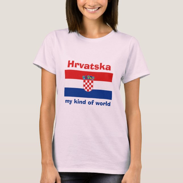 Camiseta Croacia Bandera + Mapa + Texto (Anverso)