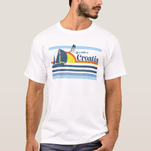 Camiseta Croacia - Beach Retro 70'S 80 Sailing Boat Sunset