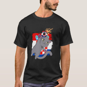 Camiseta Croacia Gato de bandera croata Orgullo croata