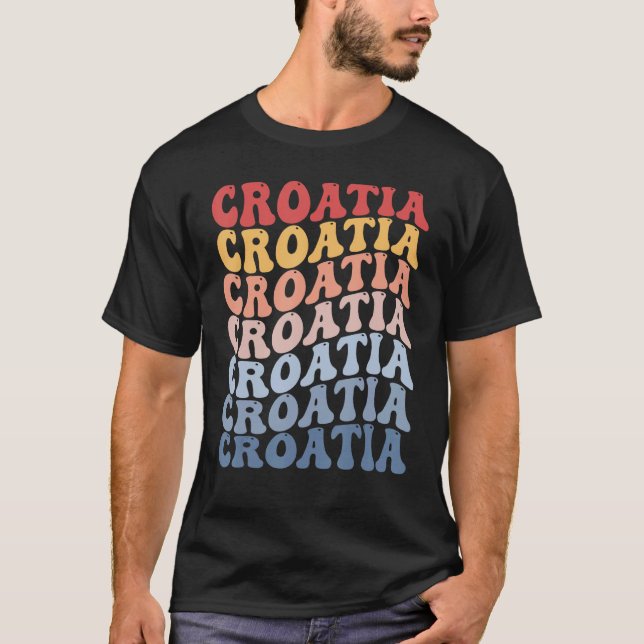 Camiseta Croacia Groovy Retro Croat (Anverso)