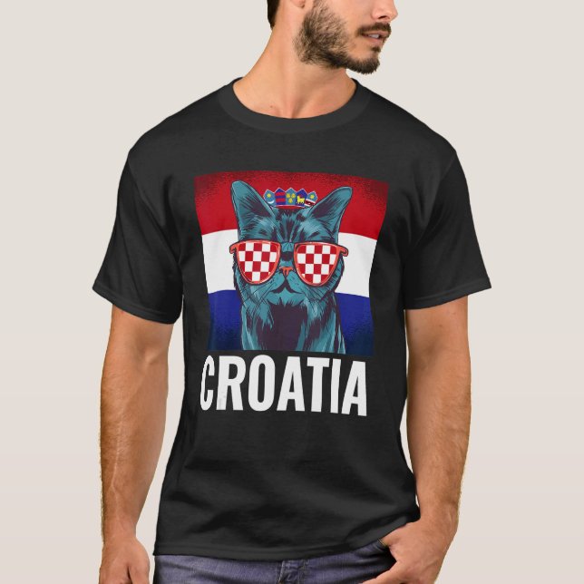 Camiseta Croatia flag Balkan Peninsula vacation Cat Croatia (Anverso)